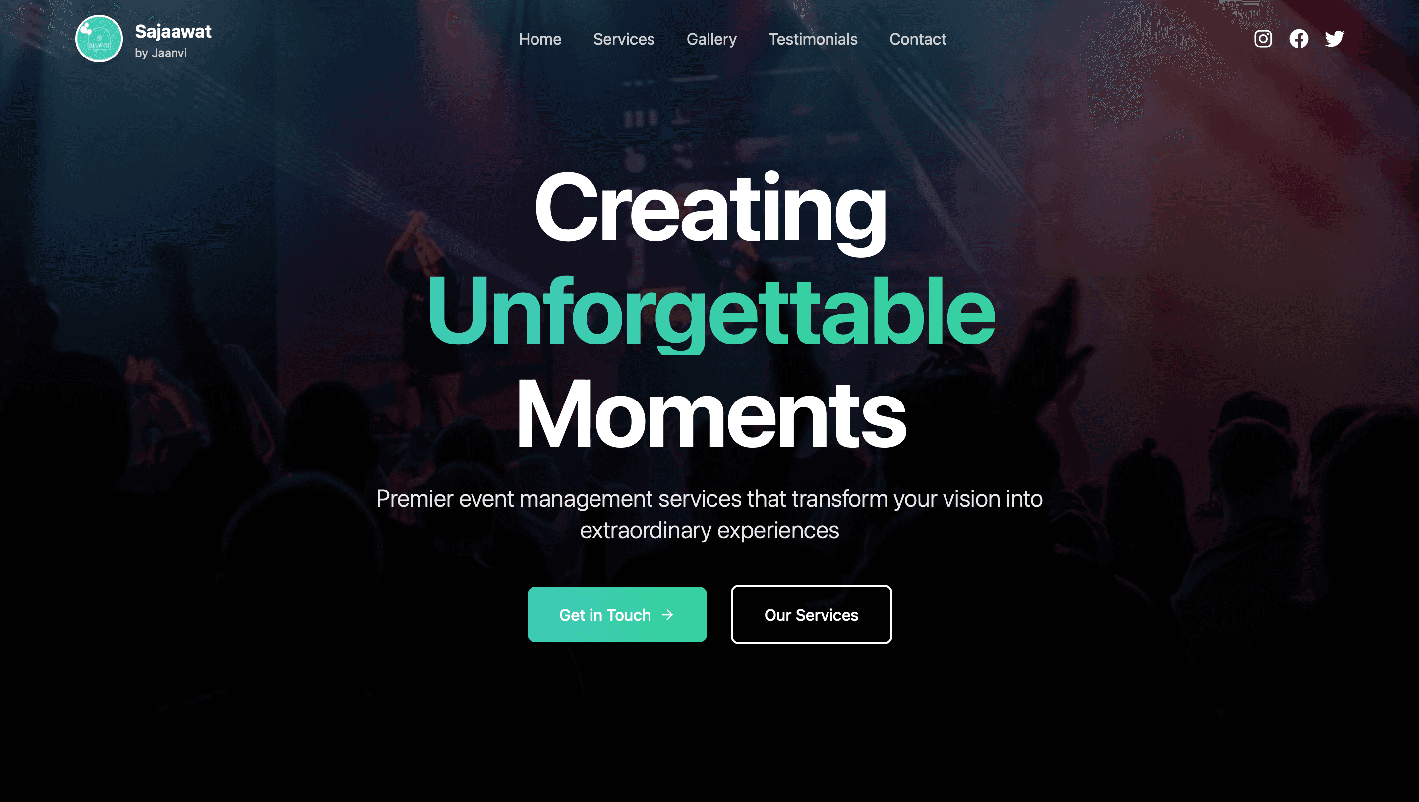 Sajaawat event-management landing page